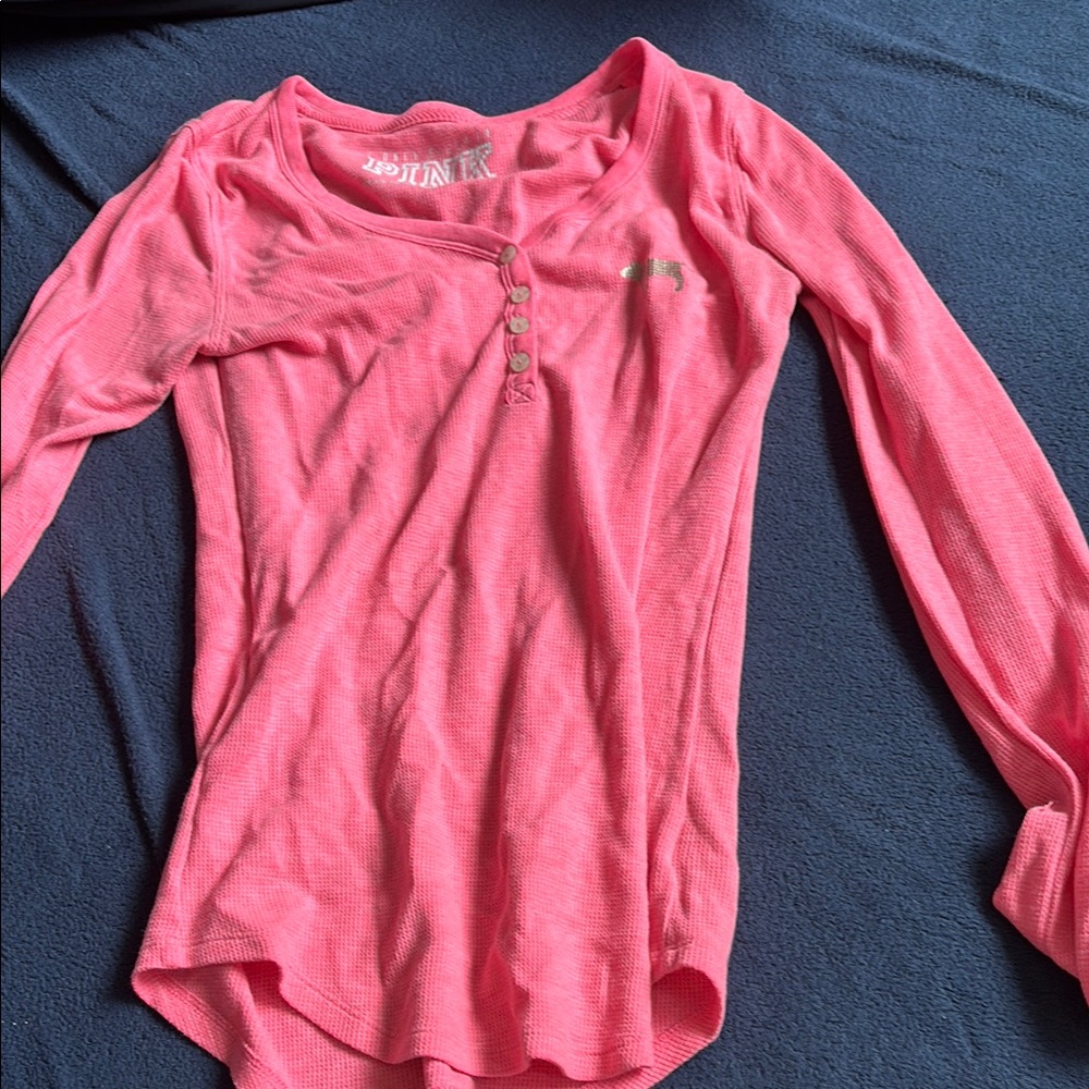 PINK Victoria's Secret Graphic Henley Top